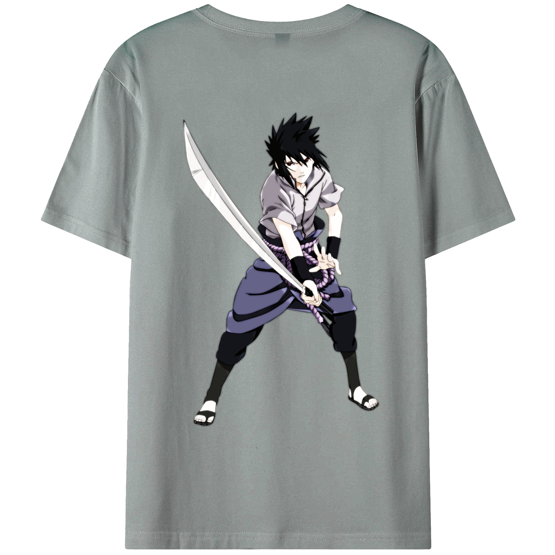 （画像用） NARUTO -ナルト- うちは サスケ Uchiha Sasuke 綿100％ メンズ半袖Tシャツ（バックプリント） 通気性